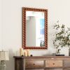 24” x 36” Rustic Wall Mirror with Beaded Solid Wood Frame