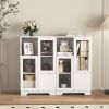 MDF Painted Cabinet with 2 Glass Doors, 1 Drawer and Open Storage Space in 4 Colors