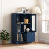 MDF Painted Cabinet with 2 Glass Doors, 1 Drawer and Open Storage Space in 4 Colors