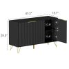 Sideboard Storage Cabinet with Adjustable Shelves, Golden Handles and Metal Legs