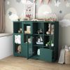 MDF Painted Cabinet with 2 Glass Doors, 1 Drawer and Open Storage Space in 4 Colors