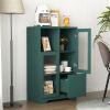 MDF Painted Cabinet with 2 Glass Doors, 1 Drawer and Open Storage Space in 4 Colors