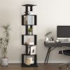 360° Rotating 5 Tier or 6 Tier Bookshelf with Anti-Toppling Base, In Black or White and Multifunctional Usage Options