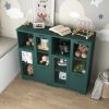MDF Painted Cabinet with 2 Glass Doors, 1 Drawer and Open Storage Space in 4 Colors