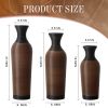 Set of 3 Brown Hand-Woven PVC Rattan Floor Vases