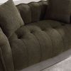 64" Green Chenille Fabric Sofa Chair with Tufted Pattern Design and 2 Pillows