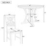 5 Piece Dining Table Set with 1 Round Table with Bent Column Shaped Table Legs, Middle Storage Shelf and 4 Carved Backrest Chairs