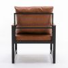 Modern Faux Leather Accent Chair with Black Powder Coated Metal Frame and Adjustable Pillow Back