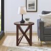Round Mid-Century Style Coffee or End Table with Clear Tempered Glass Top