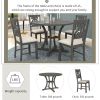 5 Piece Dining Table Set with 1 Round Table with Bent Column Shaped Table Legs, Middle Storage Shelf and 4 Carved Backrest Chairs