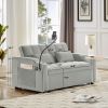 3 in1 Multi-Functional Velvet Foldable Sofa, with Loveseat, Chaise, Bed Options, 2 Pillows, USB Charging Port & Swivel Phone Stand