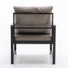 Modern Faux Leather Accent Chair with Black Powder Coated Metal Frame and Adjustable Pillow Back