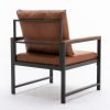 Modern Faux Leather Accent Chair with Black Powder Coated Metal Frame and Adjustable Pillow Back