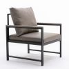 Modern Faux Leather Accent Chair with Black Powder Coated Metal Frame and Adjustable Pillow Back