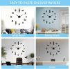 Large Modern Frameless Art Deco Silent Wall Clock with Unique Acrylic Stick On Numerals and Letters