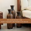 Set of 3 Brown Hand-Woven PVC Rattan Floor Vases