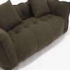 64" Green Chenille Fabric Sofa Chair with Tufted Pattern Design and 2 Pillows