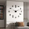 Large Modern Frameless Art Deco Silent Wall Clock with Unique Acrylic Stick On Numerals and Letters