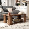 41” 2-Tier Wooden Modern Coffee Table with Open Bottom Storage Shelf and 3 Different Color Options