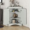 Triangle Bathroom Storage Cabinet with Adjustable Shelves in Gray, White & Oak