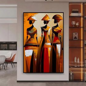 Handmade Oil Painting African Abstract Art On Canvas with Colorful Women Figures (Style: 01, size: 60X90cm)