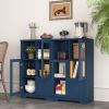 MDF Painted Cabinet with 2 Glass Doors, 1 Drawer and Open Storage Space in 4 Colors