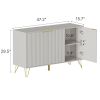 Sideboard Storage Cabinet with Adjustable Shelves, Golden Handles and Metal Legs