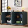 59.8” Wavy Design Sideboard with 2 Copper Handle Doors, Adjustable Height Shelves, 4 Compartments and Spacious Storage