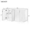 59.8” Wavy Design Sideboard with 2 Copper Handle Doors, Adjustable Height Shelves, 4 Compartments and Spacious Storage