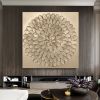 Handmade Gold Blooming Flower Oil Painting Wall Decor Art