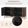 Retro Style Symmetrical Pattern Sideboard with 2 Adjustable/Removable Shelves, Metal Handles/Legs and In 3 Different Colors