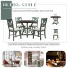 5 Piece Dining Table Set with 1 Round Table with Bent Column Shaped Table Legs, Middle Storage Shelf and 4 Carved Backrest Chairs