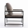 Modern Faux Leather Accent Chair with Black Powder Coated Metal Frame and Adjustable Pillow Back