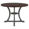 5 Piece Dining Table Set with 1 Round Table with Bent Column Shaped Table Legs, Middle Storage Shelf and 4 Carved Backrest Chairs