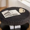 30.9" Upholstered Round Ottoman Coffee Table, Foot Stool, or Extra Seating with Open Bottom Storage Shelf and Black Metal Legs