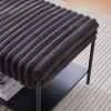 30.7" Wide Upholstered Ottoman Coffee Table Foot Rest Bench with Storage Shelf and Black Metal Legs