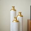 Floor metal vase modern style decoration home droplet shaped white metal vase 3-piece set gorgeous home decoration large glazed metal vase