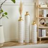 Floor metal vase modern style decoration home droplet shaped white metal vase 3-piece set gorgeous home decoration large glazed metal vase