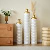 Floor metal vase modern style decoration home droplet shaped white metal vase 3-piece set gorgeous home decoration large glazed metal vase