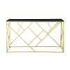 Modern Console Table with Sturdy Gold Steel Frame and Black Tempered Glass Top