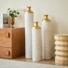 Floor metal vase modern style decoration home droplet shaped white metal vase 3-piece set gorgeous home decoration large glazed metal vase