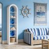 74.8” Tall Arched Bookshelf Display Rack with 6 Tier Narrow Open Shelves and White Finish