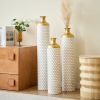 Floor metal vase modern style decoration home droplet shaped white metal vase 3-piece set gorgeous home decoration large glazed metal vase