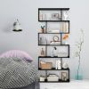 6 Tier S-Shaped Bookshelf Storage Display Bookcase Decor Z Shelf with Large Open Compartments