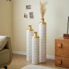 Floor metal vase modern style decoration home droplet shaped white metal vase 3-piece set gorgeous home decoration large glazed metal vase