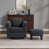 360° Swivel Accent Barrel Armchair & Ottoman Set with Removable Back Pillow & 2 Armrest Covers