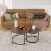 Nesting Coffee & End Table Set of 2 with Black Metal Frame