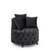 Velvet Upholstered Swivel Chair, Button Tufted Design with Movable Wheels and 3 Matching Pillows