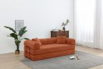 77.9” Foldable Sofa Floor Couch with Convertible Sleeper, 2 Matching Pillows in 9 Colors