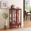 2 Door Curio Cabinet with Tempered Glass Doors, LED Light, Mirrored Back Panel & Adjustable Shelves